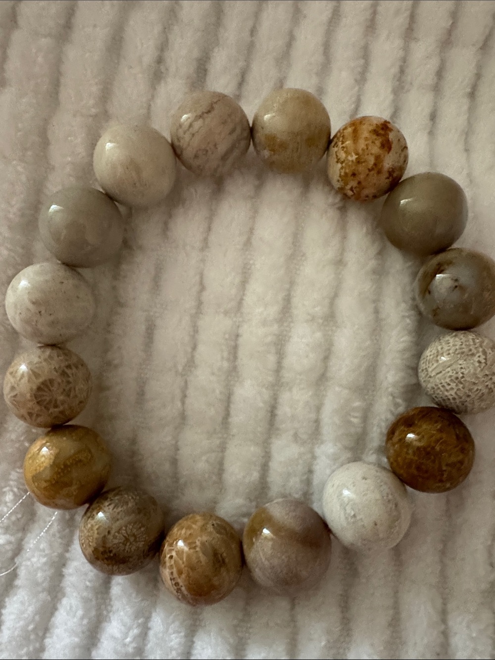 Fossil Coral 12-14mm Beaded Stretch Bracelet 269.00 ctw